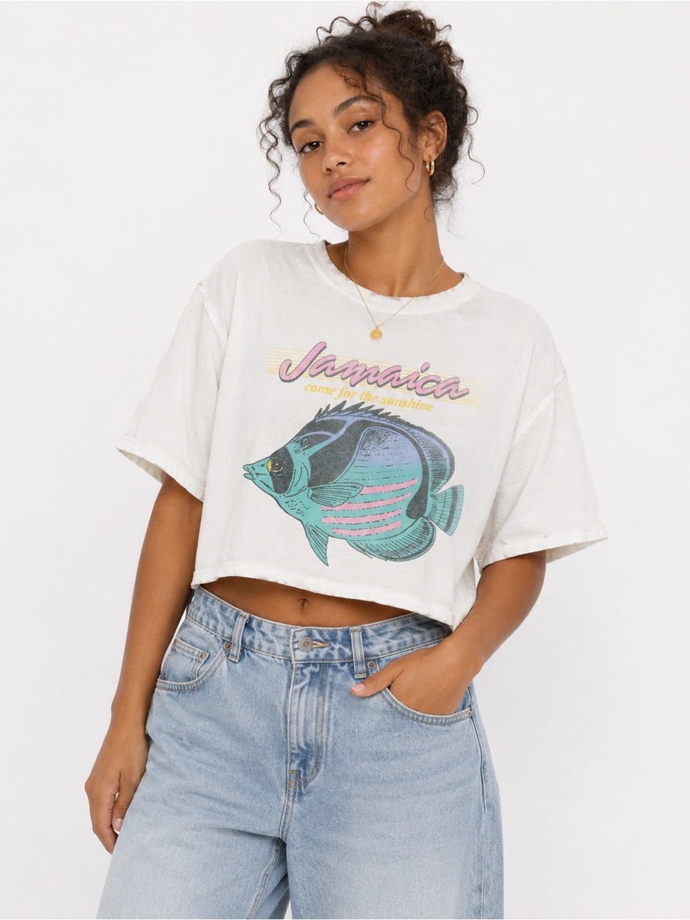 goodie two sleeves Jamaica Fish Tee – Mint & Pink Fish Print